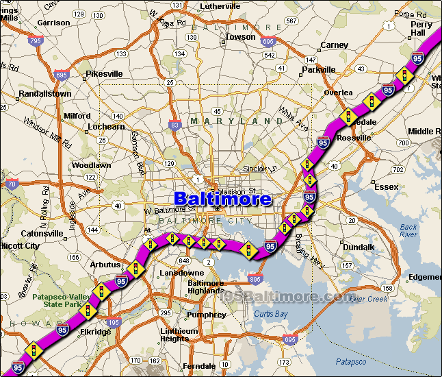I-95 Baltimore Traffic Conditions Map